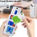 for iPhone 15 Phone case with Card Holder with Compatible magsafe Magnetic, Key Chain PU Leather Flip Kickstand Detachable 2-in-1 Wallet case for Apple15 Women Men-White Leopard