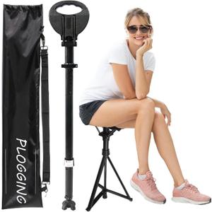 Walking Cane with Seat Folding Lightweight, Portable Cane Seat with Carry Bag, Walking Stick with Seat for Seniors & Adults, Foldable Adjustable Cane Chair for Travel Hiking