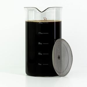 French Press Replacement Glass with Steel Filters by Cafe Crush Club - Fire Hardened Borosilicate Beaker - 34 Ounce | 1 Liter Size with White Measures