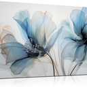 LAOTOART Flower Pictures Wall Decor For Bedroom Blue Canvas Wall Art For Office Women Modern Canvas Wall Art For Living Room Size 20 x 40 Inch