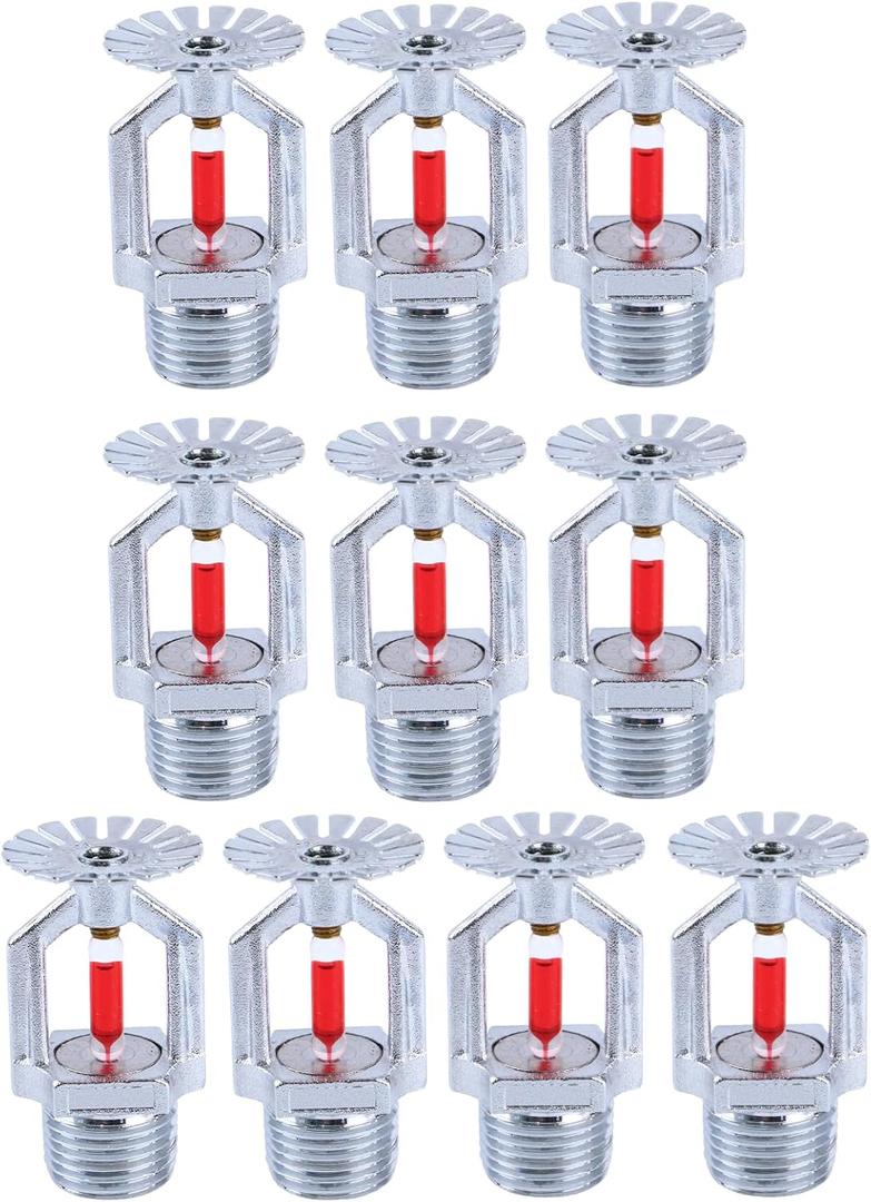 10 Pcs Fire Sprinkler Head - Copper Chrome, 1/2 NPT 155(68C) Pendent Type Spray, K80 Fast Response Automatic Fire Sprinkler System for Residential, Factory, Mall, Warehouse Building