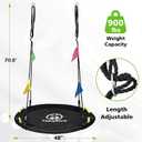 48 inch Tree Swing, Larger Saucer Flying Swing for Whole Family, 900lbs Weight Capacity, with Adjustable Hanging Straps, for Outdoor Backyard, Gifts for Kids, Black