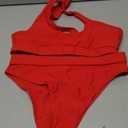 NAFLEAP One Shoulder Cutout Red Bikini Set for Women High Waisted Bottom Swimsuit Two Piece Bathing Suit, S