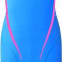 karrack Girls Swimming Suit Sports Conjoined Girls Training Competition Children Swimming Suit (11-12 Years, Lake Blue)