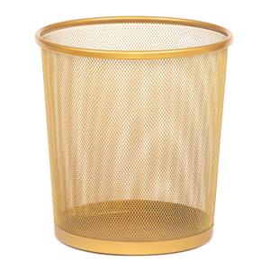 SHS Round Mesh Stainless Steel Wastebasket Trash Can Recycling Bin for Home, Office, Bathroom, Bedroom & Kitchen, 3.5 Gallon / 12L, 11 Height x 10 Diameter Garbage Can (Gold)