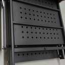 Himix Storage Shelves with 20 Hooks, 4-Tier Foldable Shelves for Storage, Folding Shelf Unit Pantry Shelves with Wheels, Metal Shelving Storage Rack Shelf for Kitchen Garage Home, Black - No Assembly