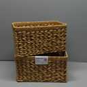 GRANNY SAYS Wicker Storage Baskets, Woven Baskets for Shelves, Waterproof Baskets for Organizing, Wicker Baskets with Handles, 2-Pack (13"L x 8 "W x 7"H, Natural)