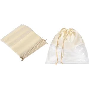 PATIKIL 19.7 Inch Non-Woven Fabric Handbag Dust Cover, 5 Pack Dustproof Storage Organizer Drawstring Bag for Handbags Purses, Beige