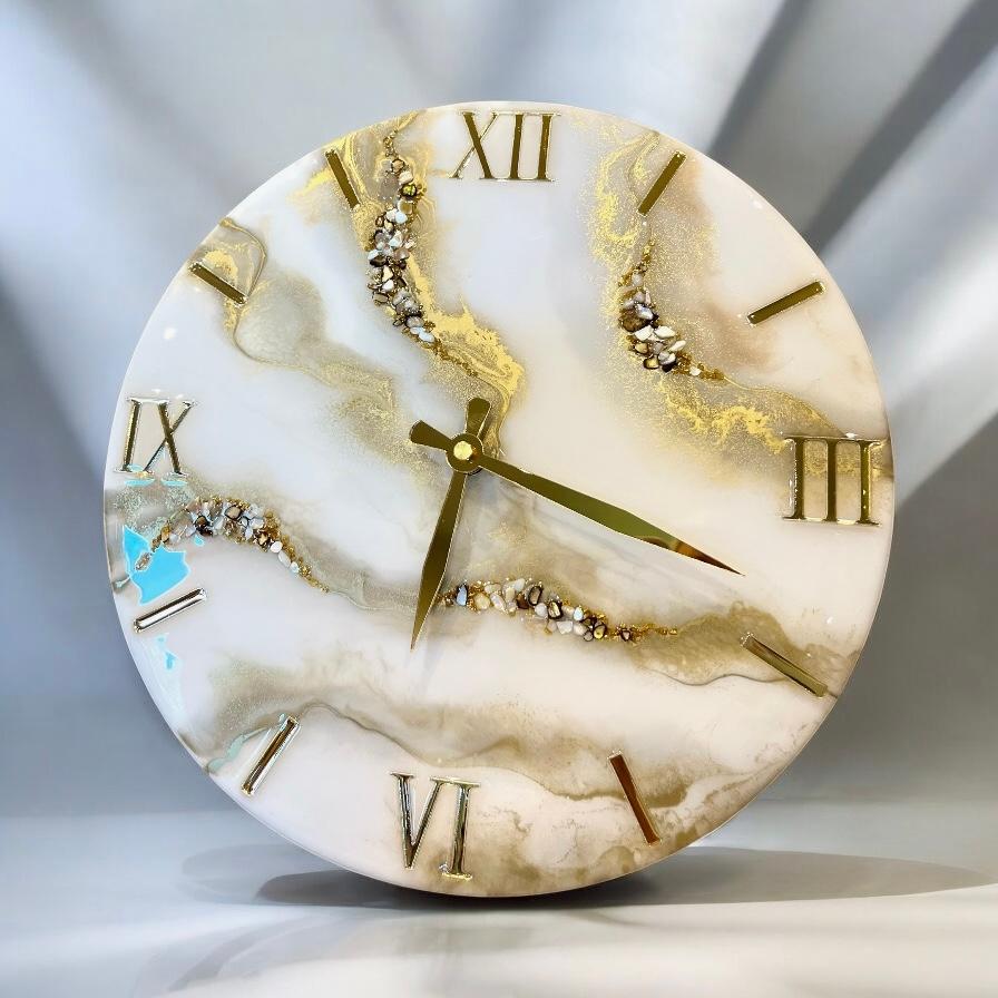 Epoxy Resin Wall Clock Marble 30 cm