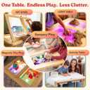 Montessori Sensory Table & Art Easel for Kids & Toddlers | Folding Extendable Legs & Storage Bins, Magnetic Boards & Tiles, Light Box Included | Space-Saving Indoor/Outdoor Play