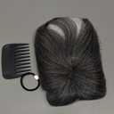 REECHO Hair Toppers for Women Real Human Hair, 10 inch Hair Toppers with Bangs for Women with Thinning Hairs, Dark Grey