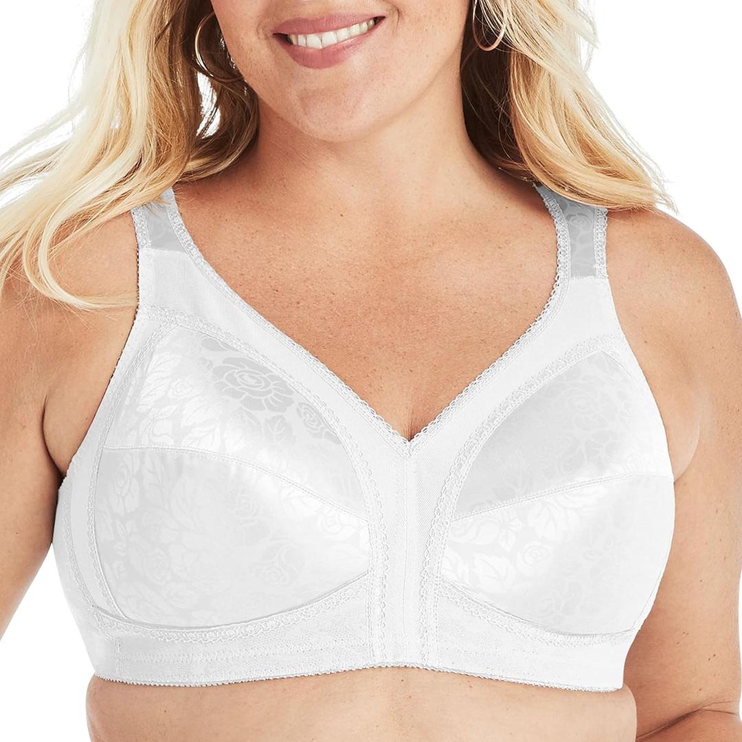 Playtex Women's Wireless Bra, Full Coverage, Smoothing, 4693, Single (White, XXL)