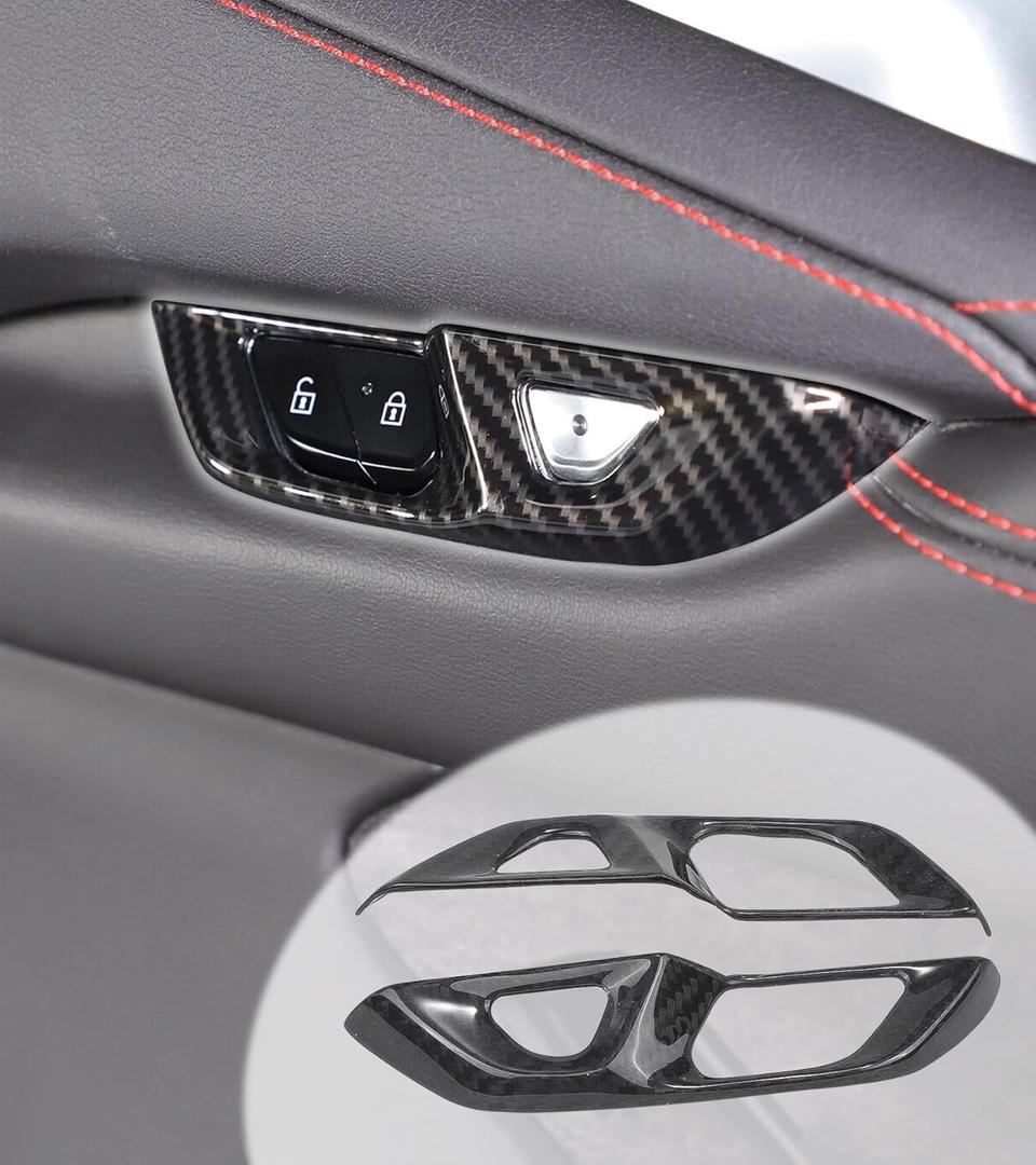 C8 Real Carbon Fiber Door Lock Switch Button Cover Trims Fit for Corvette C8 All Models Stingray Z51 Z06 E-Ray 2020-2025 2PCS