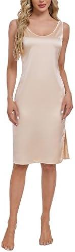 MOSCOAL Full Slip for Women Under Dress Sleeveless Satin Slip Dress Wide Straps 
XX-Large