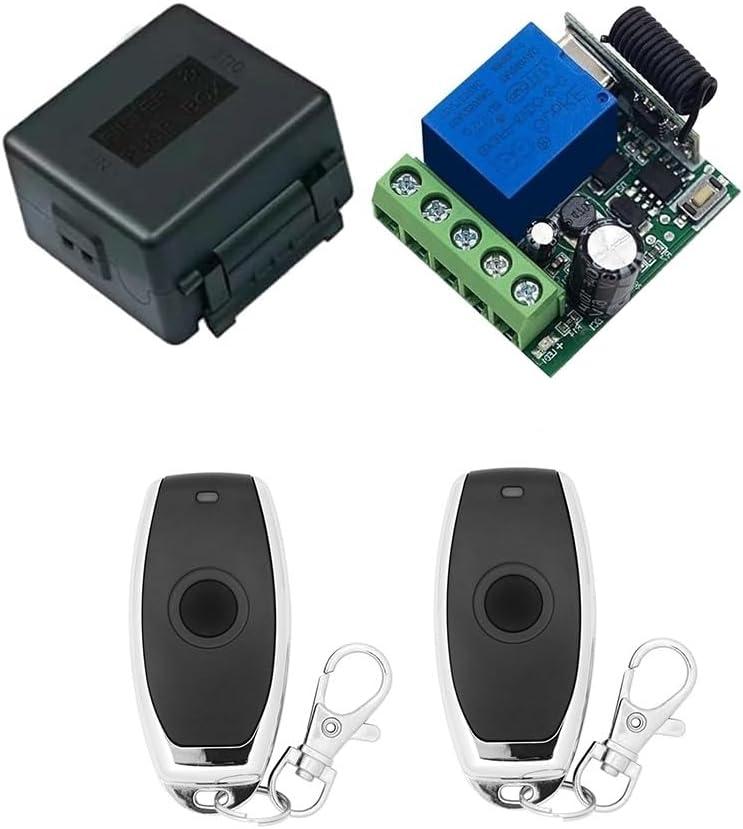 QIACHIP KR3001A DC 5V 6V 9V 12V 24V 60V Wireless Remote Switch 433Mhz 1 Channel Relay Receiver Momentary Toggle with 2 Transmitter for Gate Door,LED,Car