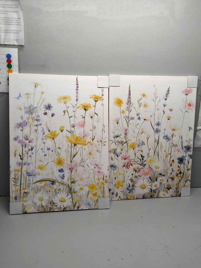 2pcs 20"x28"  Generic Canvas Art Set - Abstract Gold Flowers - Wall Art for Living Room