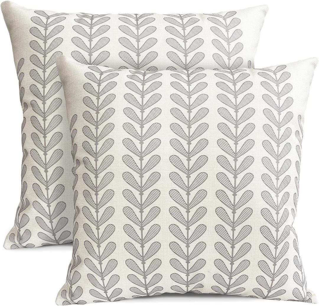 Decorative Throw Pillow Covers Set of 2 Light Gray Pillow Covers 18x18 Inch Throw Pillow Cover Linen Pillowcase Modern Boho Farmhouse Outdoor Pillow Covers for Couch Sofa Bed Living Room