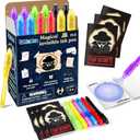 GIFTINBOX Invisible Ink Pens with UV light for Kids, Spy Pen Party Favors for Kids 8-12, 12 Pack Invisible Ink Pen and Notebook, Magic Marker for Secret Message Birthday Party Favors for Kid 4-8 (Spy-themed Notepad)