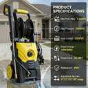 Pressure Washer 2000 PSI with Hose Reel, 1625W Plug-in, Includes 5 Nozzles and Foam Pot, Leak-Proof, for Cars Driveways Patios Garden - Yellow