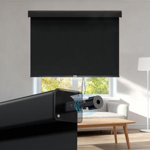 Royal Shade Blackout Shades for Windows, Free-Stop Cordless Roller Shades, Thermal-Insulated Window Blinds, Easy Install Pull-Down Window Shades for Home, Office, Bedroom (Black, 26" W x 72" H)