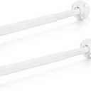 TYRON Mini Thin Skinny Smallest Closet Rods for Hanging Clothes, 1/2" Diameter,12 to 18 In. Adjustable Slim Closet Rod, Metal Closet Bar Hanging Rods for Baby Kids Closet, Small Space (White,2 Pcs)