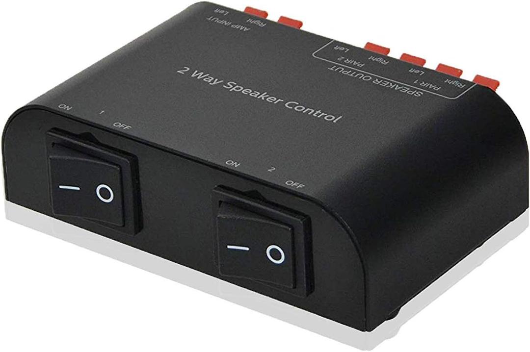 A ADWITS 2-Channel Speaker Switcher Selector Box with Terminal Claps 150W RMS per channel, Black