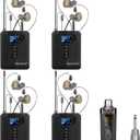 Depusheng Wireless in Ear Monitor System with Transmitter Clip on Receiver Automatic Pairing in-Ear Monitoring for Studio,Guitar,DJ,Live Performance