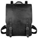 LXY Vegan Leather Backpack Vintage Laptop Bookbag for Women Men, Black Faux Leather Backpack Purse Bookbag Weekend Travel Daypack