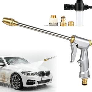 Brass High Pressure Power Washer,Heavy Duty Garden Hose Nozzle,Turn Any Hose into a High Pressure Water Cleaning Jet for Garden Spray,Car Wash & Pet Shower