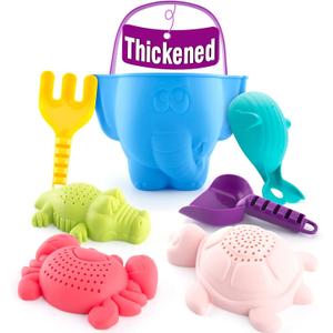 Hahaland Beach Toys for Toddlers 1-3 - Sand Toys for Toddlers 1-3, Baby Bucket Rake Shovel Set, Bath Water Outdoor Toy for Boys Girls, Sandbox Toy for 1 Year Old Toddler Toys Age 1-2