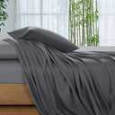 SONORO KATE 100% Viscose Derived from Bamboo_Sheets Full Size, Ultra Breathable & Cooling Bed Sheets for Hot Sleepers, Hotel Luxury Silky Bedding Sheets, 16" Deep Pocket - 4PC (Dark Grey,Full)
