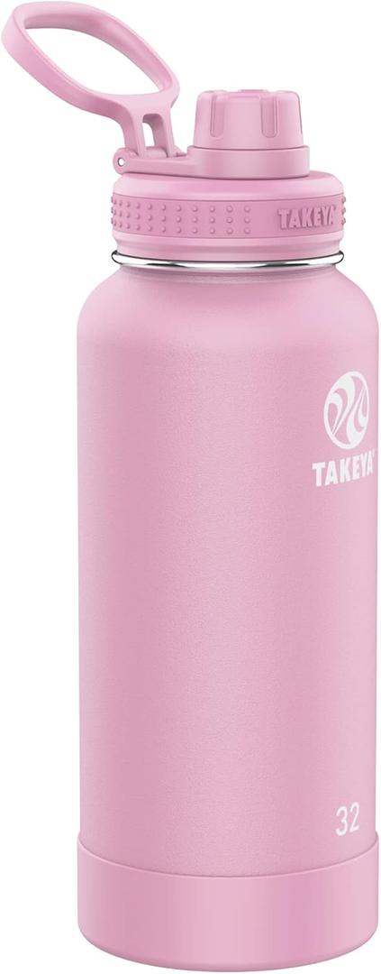 Takeya 885395518527 Actives Insulated Stainless Steel Bottle, Spout Lid Pink Lavender 32oz