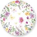 50 Sheets Wildflower Butterfly Floral Round Paper Placemat Watercolor Flower Decorative Paper Table Mat for Spring Wedding Bridal Shower Party Dinner Table Setting, 13 Inch
