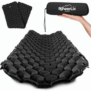 POWERLIX Sleeping Pad – Ultralight Inflatable Sleeping Mat, Ultimate for Camping, Backpacking, Hiking – Airpad, Inflating Bag, Carry Bag, Repair Kit – Compact & Lightweight Air Mattress (Black)
