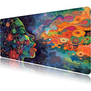 Facial Painting Art Mouse Pad Desk Mat Large Gaming Mouse Pads Desk Pad Laptop Mouse Pad with Stitched Edge Non-Slip Rubber Base for Office Computer Keyboard Laptop Home (Colored&faces)