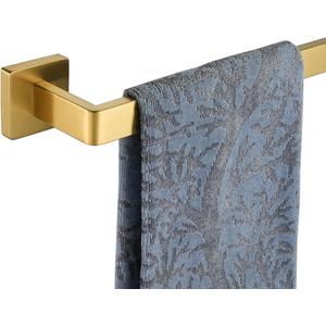 JQK Gold Towel Bar, Rounded Edges 18.41 Inch Towel Rack, 304 Stainless Steel Bathroom Wall Mount, Useable Length 16 Inch, TB250L16-BG