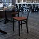 Flash Furniture HERCULES Series Black Ladder Back Metal Restaurant Chair - Cherry Wood Seat