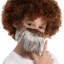 Spooktacular Creations Brown Afro Wig and Beard for Kids, Disco Hippie Costume, Afro Clown Wig, Funky Curl Wig for 70s/ 80s/ 90s Party Cosplay Halloween Costume Funny Wig