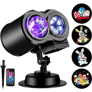 Brighter Easter Decorations Outdoor Lights, 2026 Upgraded Holiday Projectors with 19 HD Replaceable Slides (Ocean Wave & Patterns), Weatherproof Easter Projector Light Show