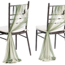 Ling's moment Wedding Chair Sashes Cover Aisle Decorations Draping Fabric WrinkleFree with Tie 16 Pcs Sage & Milky Green for Party Ceremony Reception Floral Arrangement Banquet Outdoor Decor