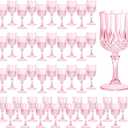 7OZ Plastic Wine Glasses, Reusable Vintage Goblets Unbreakable Drinking Glasses Crystal Water Cups Champagne for Wedding, Parties, Mother's Day (48, Pink), 2.65 Inches X 6.6 Inches