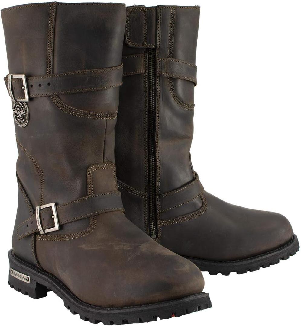 Milwaukee Leather MBM9063 Men's Classic Distressed Brown Leather Motorcycle Engineer Riding Biker Boots - 10.5