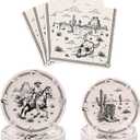 60PCS Cowboy Party Supplies Serve 20,Western Cowboy Rodeo Theme Party Paper Plates and Napkins Kit for Birthday Baby Shower Party Decorations