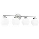 Emak Modern Brushed Nickel Vanity Light, 29 Inch Globe Bathroom Light Fixtures Over Mirror, 4 Light Bathroom Vanity Light with Milk Glass, VL114-BN-ML-4
