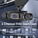 4 Channel Dash Cam Front and Rear Inside Left Right, 360° Dash Camera with 5GHz WiFi & App Control, 24H Parking Monitor, Super Night Vision, G-Sensor, Loop Recording, 64GB SD Card Included