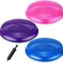 Leitee 3 Pcs Inflated Wobble Cushion Exercise Wiggle Seat for Sensory Flexible Seating Wobble Board Balance Disc Sensory Wiggle Seat Pad for Office Chair with Air Pump (Blue, Purple, Rose Red)