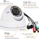 Analog CCTV Camera HD 1080P 4-in-1 (TVI/AHD/CVI/CVBS) Security Dome Camera Outdoor, 2.8mm-12mm Manual Focus/Zoom Varifocal Lens, Weatherproof Metal Housing 36 IR-LEDs Day & Night Monitoring (White)