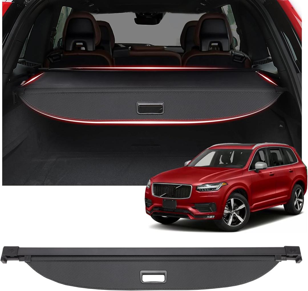 Cargo Cover Fit for Volvo XC90 2016 2017 2018 2019 2020 2021 2022 2023 2024 Accessories,Retractable Rear Trunk Cover Luggage Security Shield Shade Cover