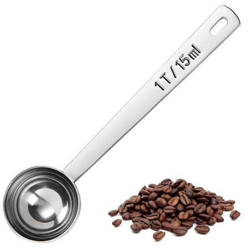 U-Taste Coffee Scoop 1 Tablespoon: 18/8 Stainless Steel Measuring Scooper for Ground Coffee, Bean, Powder, Espresso, 4.3in Long Handle Metal Measure Spoon for Canister, Jar (1Tbsp/15ml)