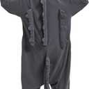 Unisex Adult Dinosaur Onesie Movie Character Marine Iguana Monster Cosplay Costume Halloween Jumpsuit Homewear (Gray, L)